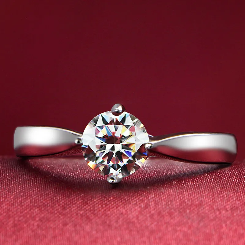 

Vintage Accents 0.5Ct 5.0mm Test Positive Moissanite Ring CHARLES & COLVARD WARRANTY 925 Sterling Silver Ring White Gold Color