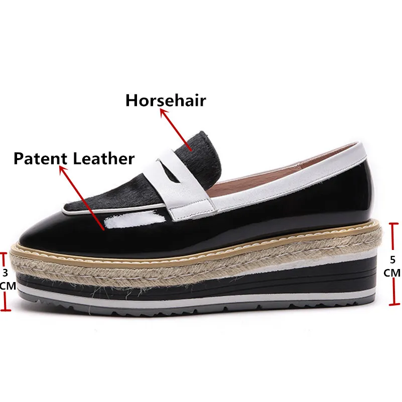 Patent Fedonas Herbst Patchwork Schuhe 2 High Neue Keile Leder Plattformen Mode Frau Schwarzes Causl Frühling 1 Slip Auf Pumpen Heels 11RY8aq