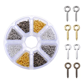 

FUNIQUE 1 Box Multi Jewerlry Findings For Jewelry Making 2 Color Metal Jump Rings&Split Rings Lobster Clasps Beads Screw Set DIY