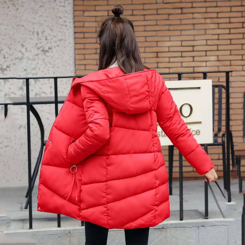 Повседневная зимняя куртка женская 5 цветов женский хлопчатобумажный дутый пальто с капюшоном Длинная парка Mujer Invierno