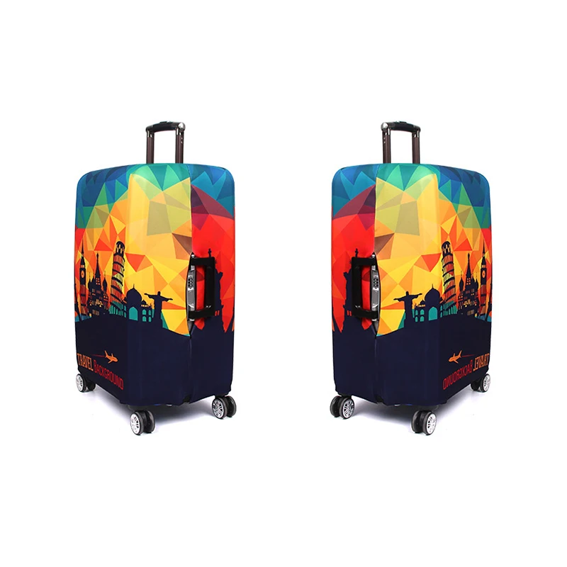 Rainbow Background Art Elastic Travel Luggage Cover,Double Print Fashion Washable Suitcase Protector Cover Fits 18-32inch Luggage