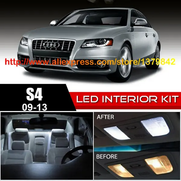 

Free Shipping 12Pcs/Lot 12v Xenon White/Blue Package Kit LED Interior Lights For 09-13 Audi A4/S4 B8