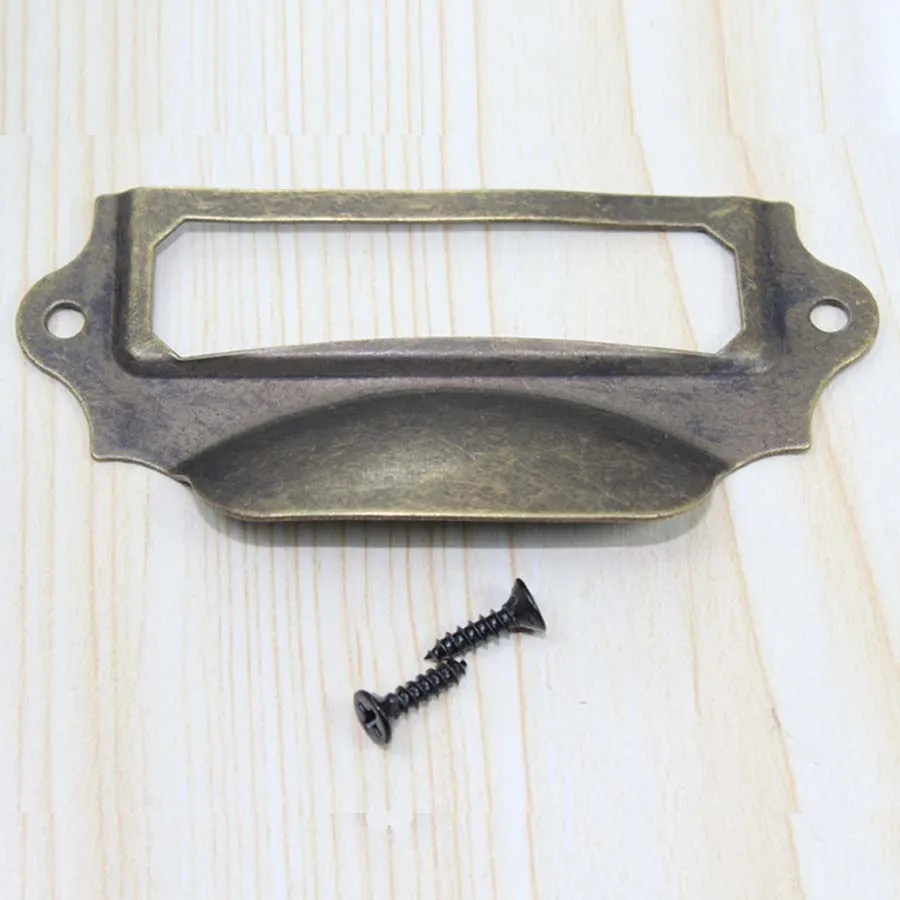 

90*43mm Bronze Label Box,Name Card Box Handles ,Bronze Iron hide Medical Box antique brass Drawer handles pulls knobs