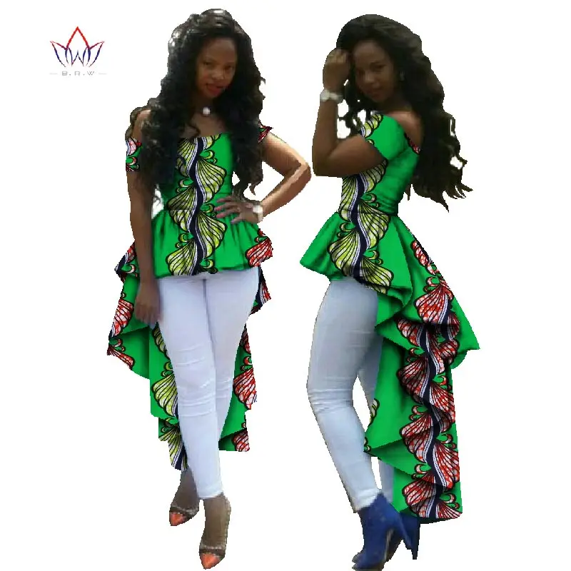 Летний топ африканская одежда Африканские Восковые хлопчатобумажные платья с принтом для Женщин Дашики размера плюс халаты Pour Les Femmes Africai WY615