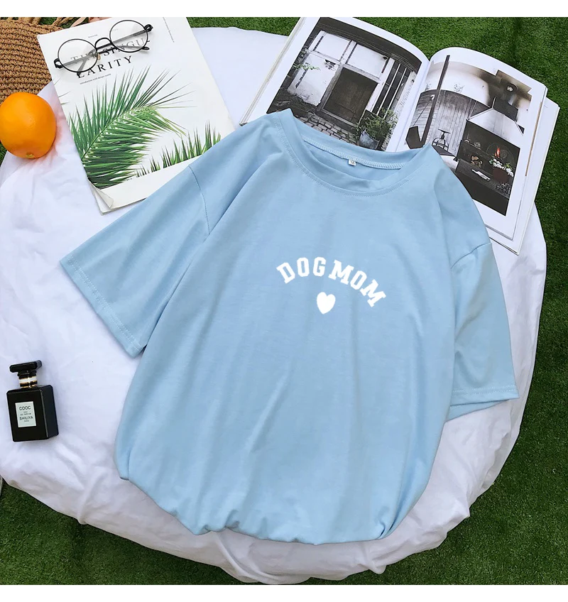 New Women's T-shirt Summer Short Sleeve O-neck Casual DOG MOM Tee Tops Female Tumblr Harajuku Kawaii Heart Print T Shirt Clothes (7)