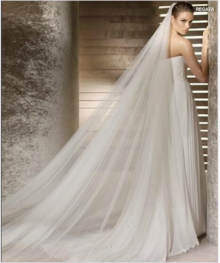 Eleganti аксессуары Da Sposa 3 metri 2 Strato di Velo Da Sposa Bianco Avorio Semplice Velo Da Sposa Con Pettine Velo Da Sposa