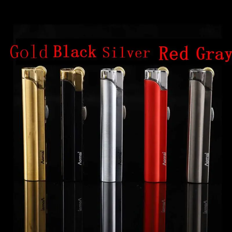 

5 color Blue Flame cigar Lighter Grinding Wheel Semi-circular Slab Lockable Direct Impact Gas Lighter for Gift