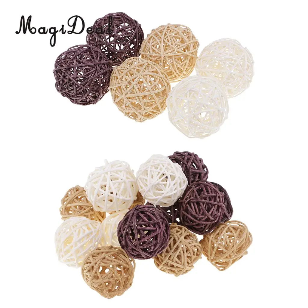 21pcs mixed sizes Wicker Rattan Balls, Christmas/Birthday&Home Wedding Party Decorations DIY Ornaments Rattan Ball Kids Toys