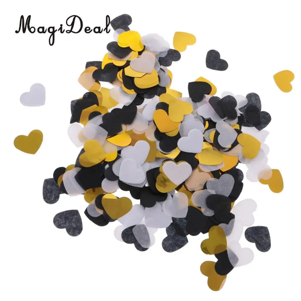 MagiDeal Novelty 1400Pieces Wedding Paper Confetti Table Gold Heart Throwing Craft for Birthday Baby Shower Valentines Day Decor