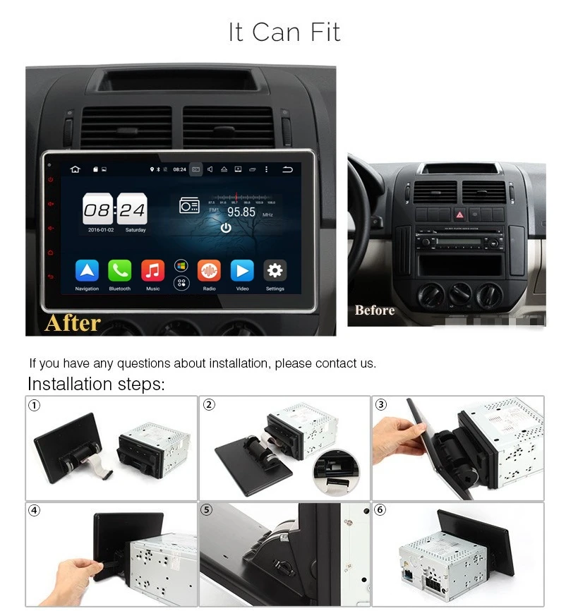 Discount Android 9.0 Octa Core 10.1" Universal Car DVD Radio GPS Multimedia Head Unit 4GB RAM Bluetooth 4.2 4G WIFI USB Mirror-link 16