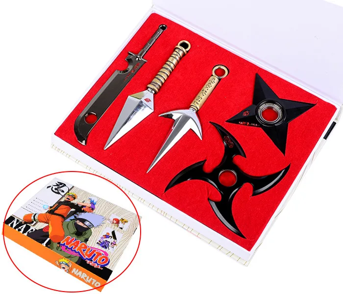 5 Pcs Set Anime Naruto Cosplay Model Metal Zabuza Shuriken Sword