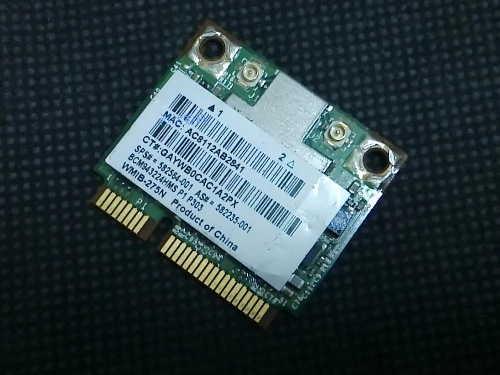 

SSEA New for HP BroadCom BCM943224HMS BCM43224 half MINI PCI-E Wlan WIFI Wireless Card 582564-001 518434-001