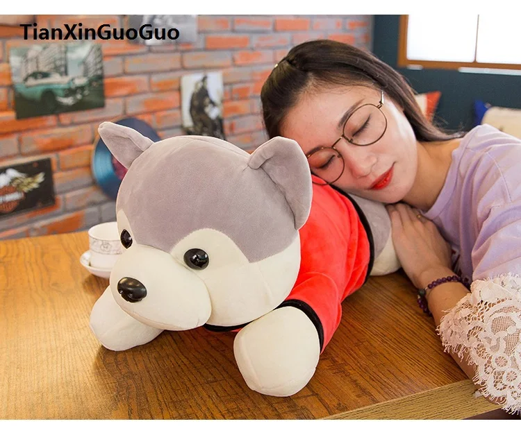 Большая нарядная мягкая плюшевая игрушка хаски из мультфильма 55 см Подарочная