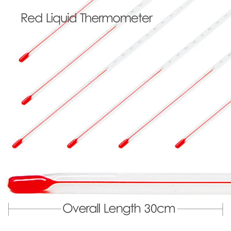 10 шт 0-100/200 градусов Цельсия 30 см стеклянный термометр для домашнего пивоварения лабораторный красный термометр с наполнением водой