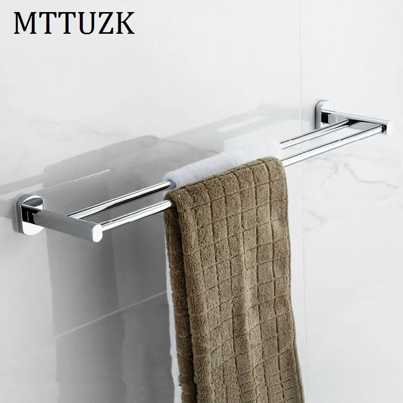 Bathroom Wall Mounted Rail Double Towel Bar Finish Holder Towel Rack