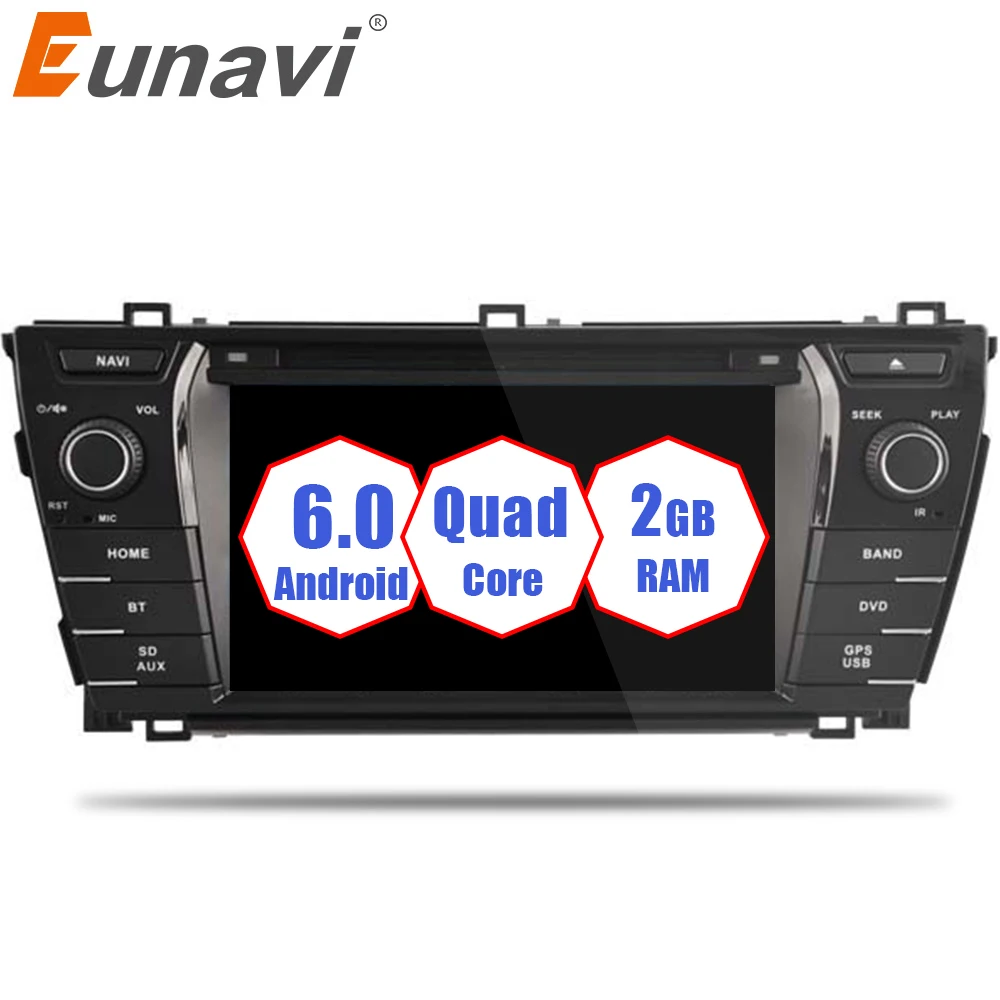 

Eunavi 7 inch 2 DIN Android 6.0 Car dvd player DDR3 2G/4G LTE Quad Core Car DVD GPS Radio Head Unit For Toyota Corolla 2014