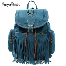 MeiyaShidun Borla de La Vendimia de Las Mujeres mochilas Mochila escolar Mochila Étnica ahueca hacia fuera el cordón Cubo bolsa de viaje Mochila Bolsas