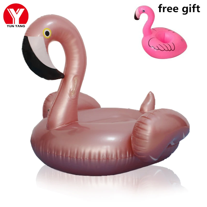 

Rose Gold Flamingo Swimming Float Summer Water Fun Toys Inflatable Flamingo Ring for Pool Giant Inflatable Pool Flamingo