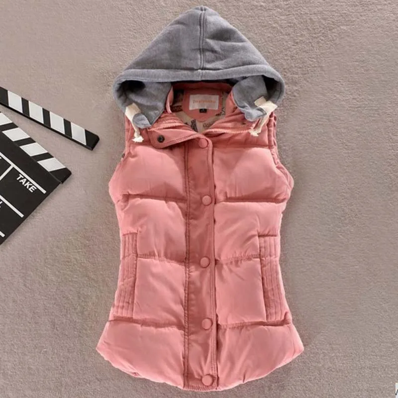 1 шт. жилет с капюшоном женский осенне зимний хлопковой подкладкой Colete Feminino Veste Femme