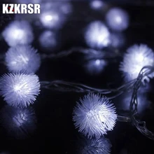 KZKRSR 10 м 80 светодиодный пушистый Эдельвейс Снежинка шар гирлянды на батарейках для рождественской елки спальни Свадебные украшения