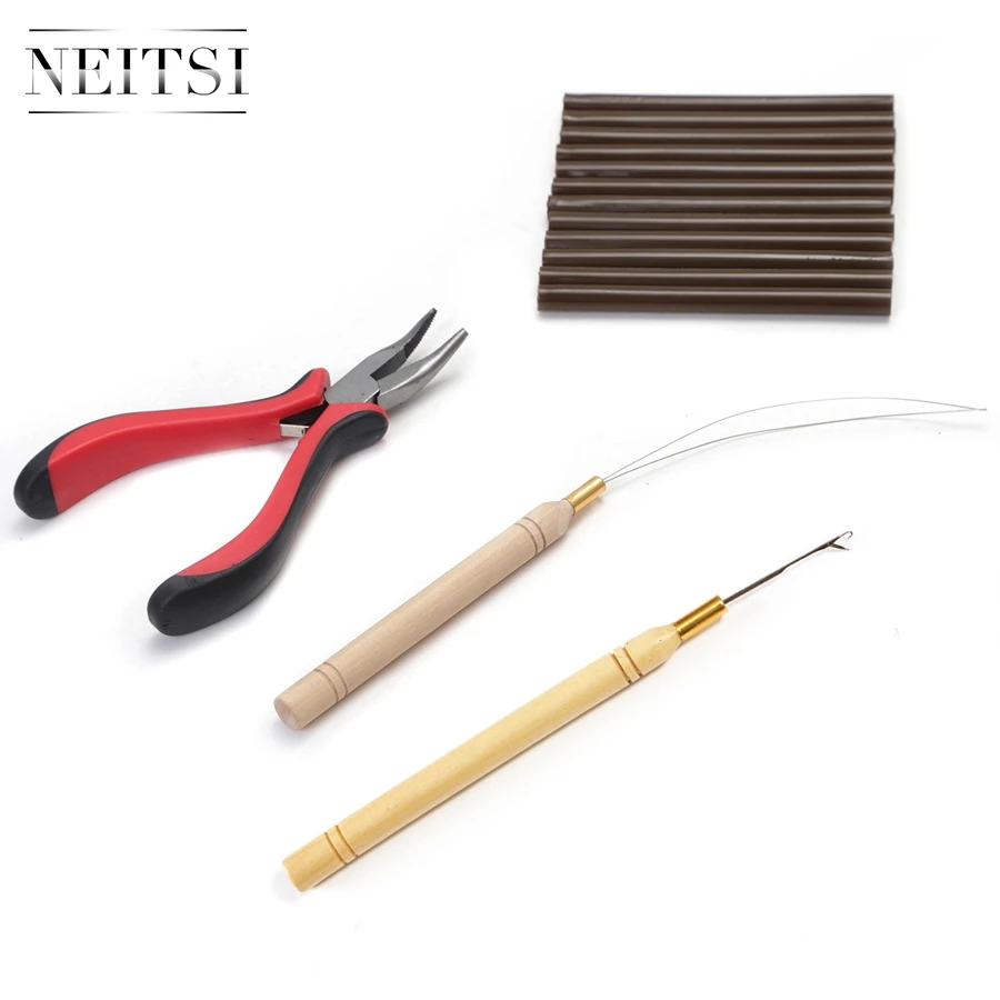 Neitsi High Quality 1pc plier+1pc hook needles+1pc loop puller+12pcs Hotmelt Glue Sticks One Set Hair Tools For Hair Extensions Neitsi High Quality 1pc plier+1pc hook needles+1pc loop puller+12pcs Hotmelt Glue Sticks One Set Hair Tools For Hair Extensions