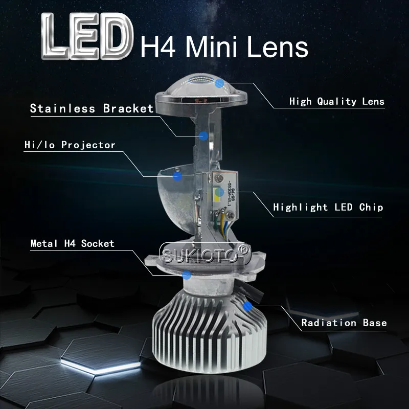 SUKIOTO 35 Вт/70 Вт H4 Светодиодный прожектор линза лампы LHD H4 Hi/Lo H4 биксенон мини-проектор лампа 1,5 дюймов 5500K автомобильный стиль