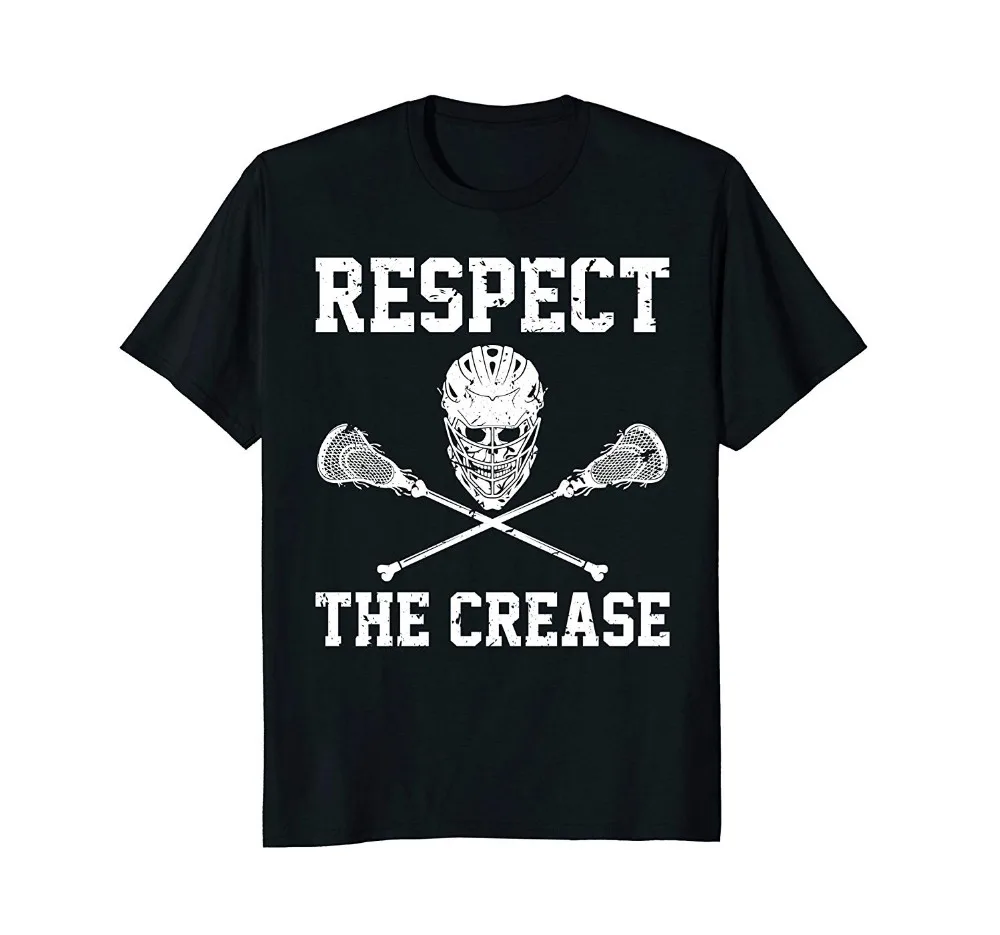 Respect The Crease T Shirt Lacrosse Goalie New Design Men Tee Shirt Tops Short Sleeve Cotton