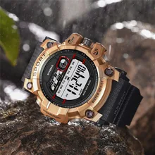 Для мужчин, многофункциональный, цифровой светодиодный Пластик часы с двойным дисплеем спортивные военные часы цифровые часы движение Для мужчин t точное время Wris