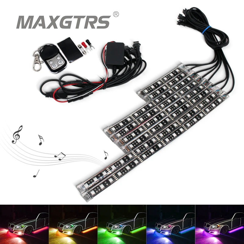 

8PCS Motorcycle Car Led Underbody light kit with Wireless Remote Controller RGB Multi-Color Neon Glow Flashing Lights Waterproof