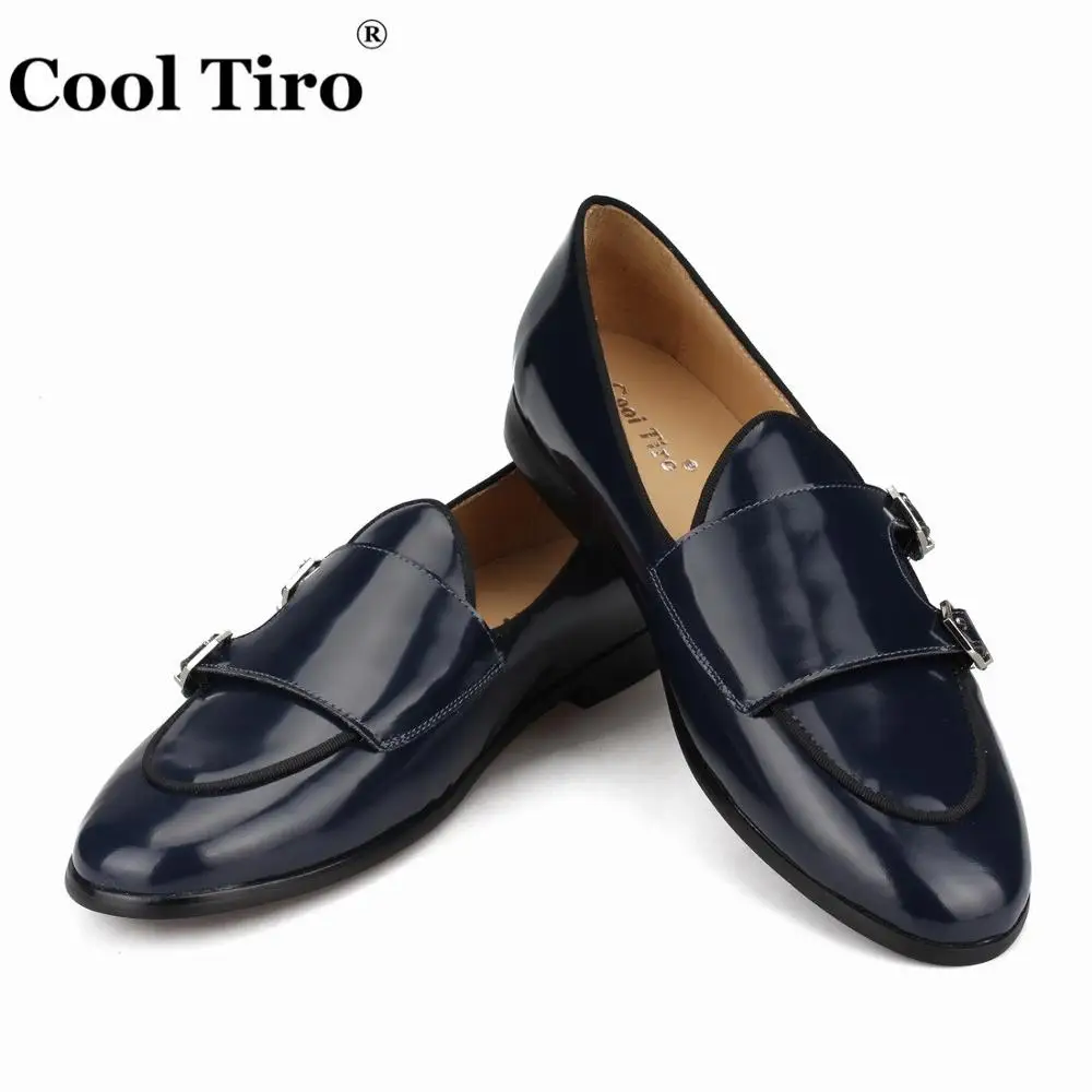 POLISHED LEATHER DOUBLE-MONK LOAFERS Dark blue (4)