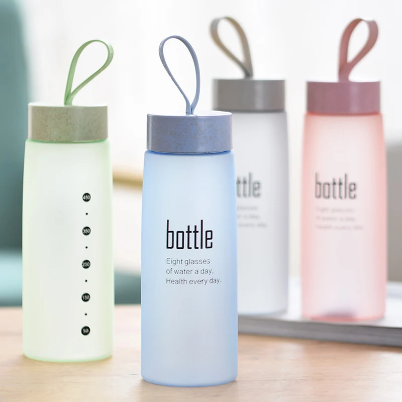 Fashion Plastic Water Bottle 500ml Leak-proof School Outdoor Sports Bottles Kettle My Drink Bottle with Rope Juice Milk BPA Free Drinkware (8)