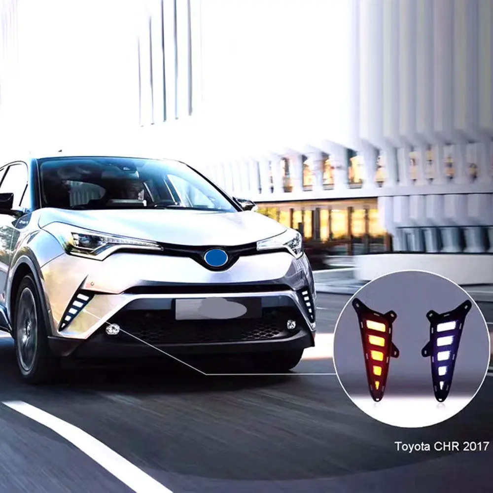 2 шт. ABS ходовой свет белый/желтый светодиодный яркий источник света для Toyota CHR C-HR аксессуары для стайлинга автомобилей