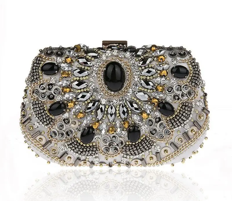 

Gorgeous Women Hot Sale Lady Wedding Party Bags Beads Sequins Cosmetic Bag Vintage Exquisite Rhinestone Evening Bags Makeup Bag