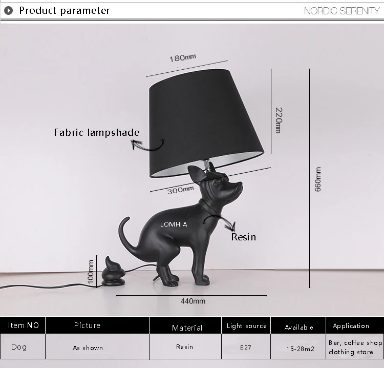 Postmodern minimalist Black Abajur Dog LED table Desk Lamp light  Fixture Bedroom7