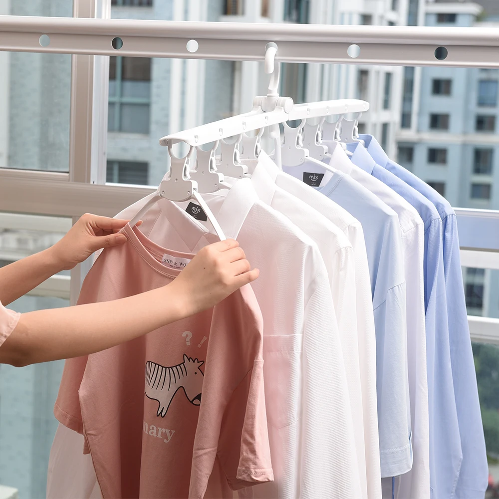 

Multi-functional Plastic Clothes Hanger Foldable Wardrobe Space-saving Hangers For Clothes Home Creative 8 In 1 Cloth Hanger