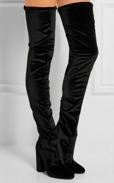 bright red thigh high boots