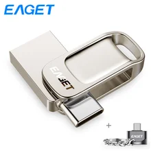 Eaget CU31 OTG USB флеш-накопитель 128 Гб 64 ГБ 32 ГБ Металлический Мини-накопитель 64 ГБ Ключ USB 3,0 карта памяти флэш-диск с бесплатным адаптером