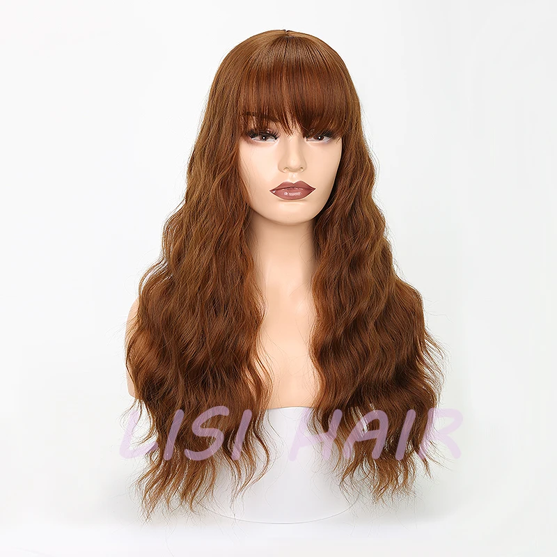 LISI HAIR 2" длинные смешанные черные парики с челкой термостойкие синтетические кудрявые парики для женщин афроамериканские модные волосы