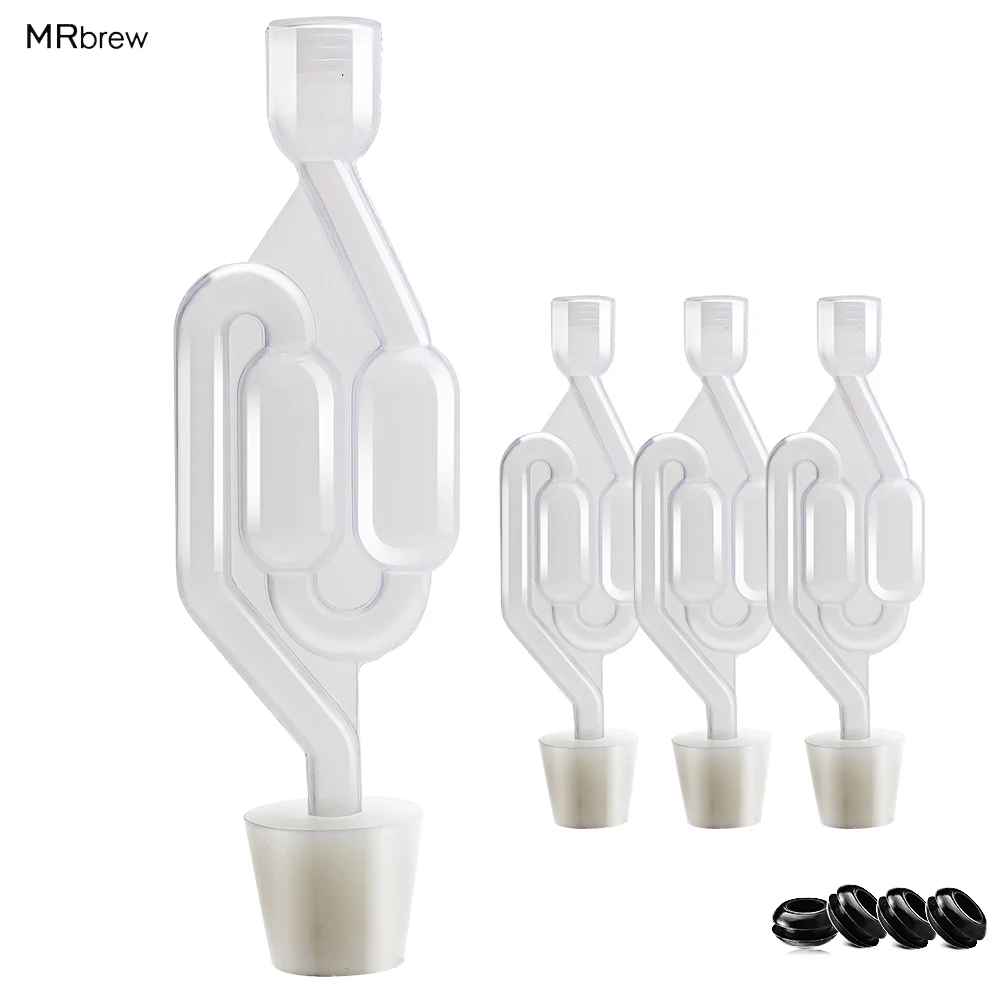 

Airlock for Fermentation 4pcs Twin Bubble S Type with Drilled #6 Silicone Stopper and 4 Grommets