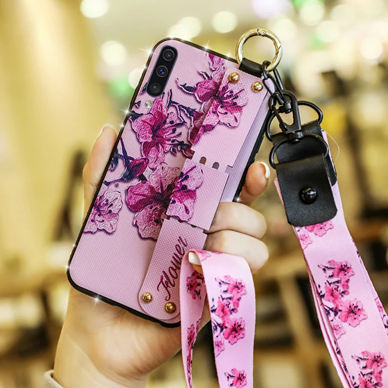Дамский браслет чехол для телефона Samsung Galaxy A50 A30 A70 S10 S8 S9 Plus S10e Note 8 9 силиконовая
