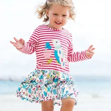 Little maven/модная брендовая осенняя одежда для маленьких девочек; платье в полоску с птицами; хлопковые платья с принтом для маленьких девочек; S0521