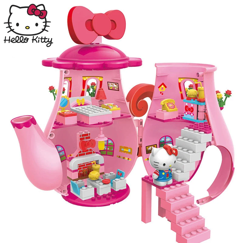 Hello kitty миниатюрный дом Монтессори Малыш игрушка Радуга Красочные Строительные