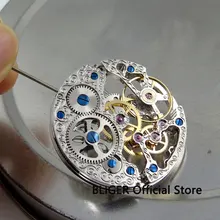 Роскошные 17 ювелирные изделия серебро азиатские полный скелет соответствует размерам, мужские часы 6497 ручной часового механизма движения BM5