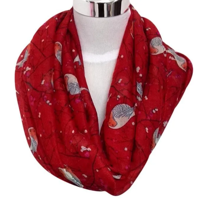 Для женщин теплая Вуаль шарф дамы вишня птицы решетки печати Обёрточная бумага платок женский кольцо бесконечность шарфы цикл шарфы