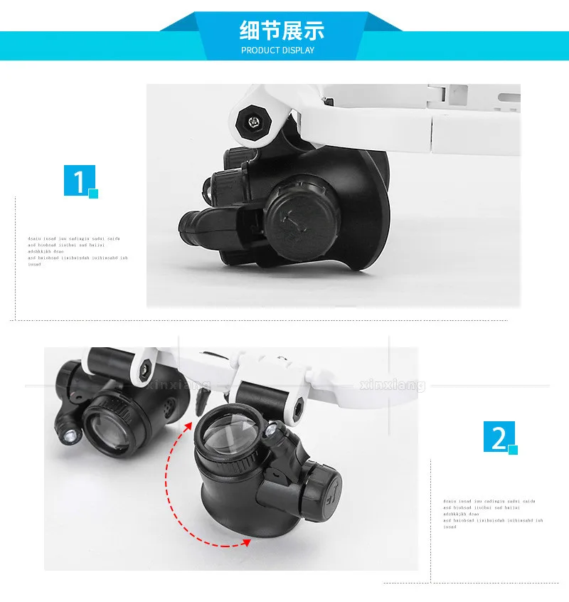 XinXiang Magnifier 8X 15X 23X Magnifying Jewelry Watch Repair Magnifier Glass With LED Lights Loupe Illuminated Wearing Magnifer (8)