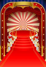 Laeacco Vintage Red Carpet Colorful Vector Curtain Stage Baby Party Scene Photo Backgrounds Photographic Photo Backdrops