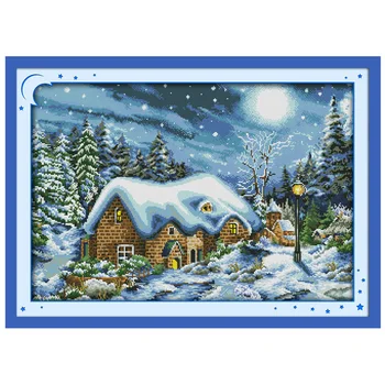 

oneroom Beautiful Snow Night Patterns Counted Cross Stitch 11CT 14CT Cross Stitch Set Wholesale Cross-stitch