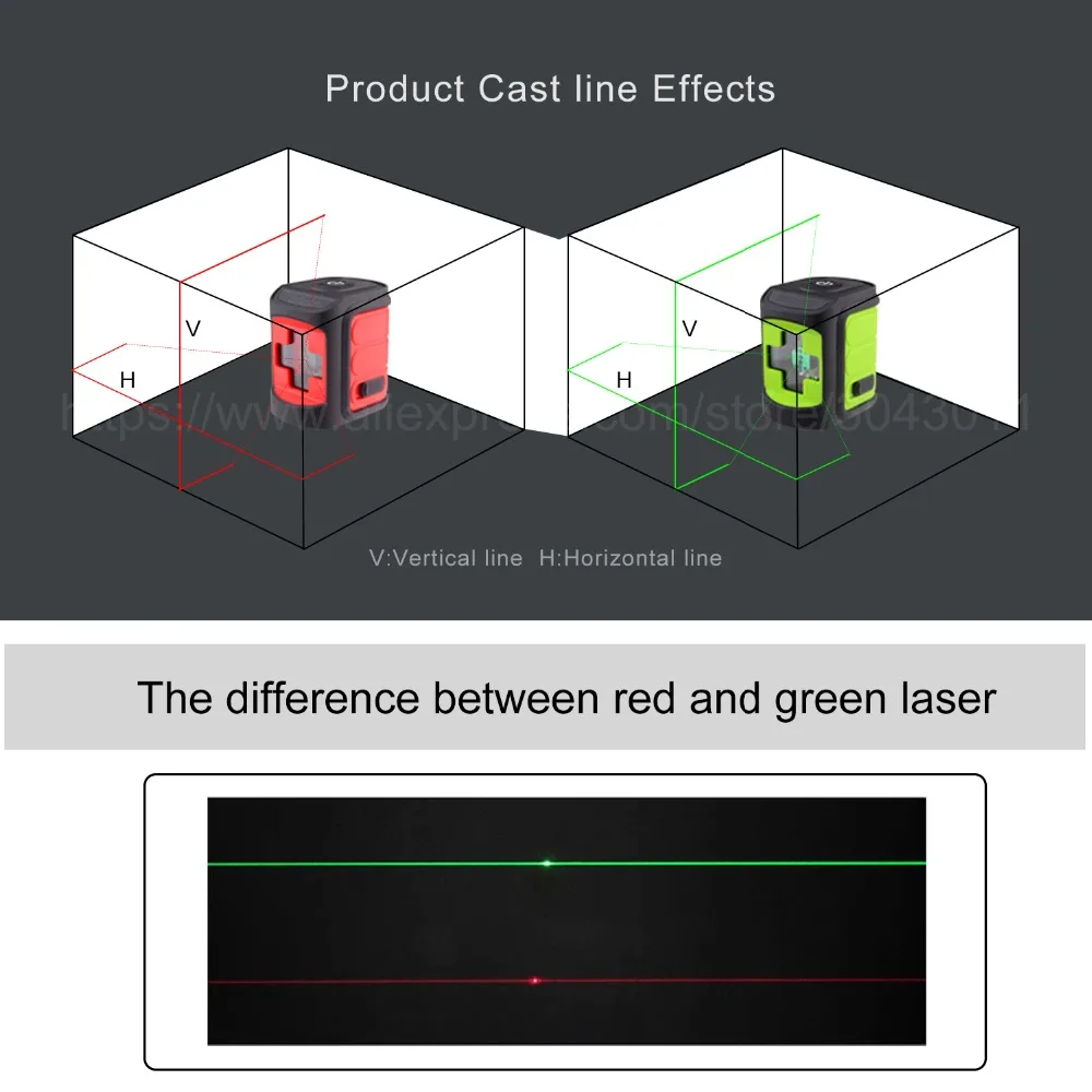 Портативный красный/зеленый 2 линии лазерный уровень самонивелирующийся внутренний и открытый горизонтальный и вертикальный Крест линии украшения инструменты