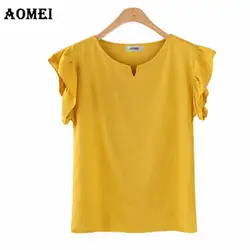 Женская футболка, летняя Однотонная футболка, женские топы, женская одежда, футболки для девочек, Повседневная модная одежда, новый желтый