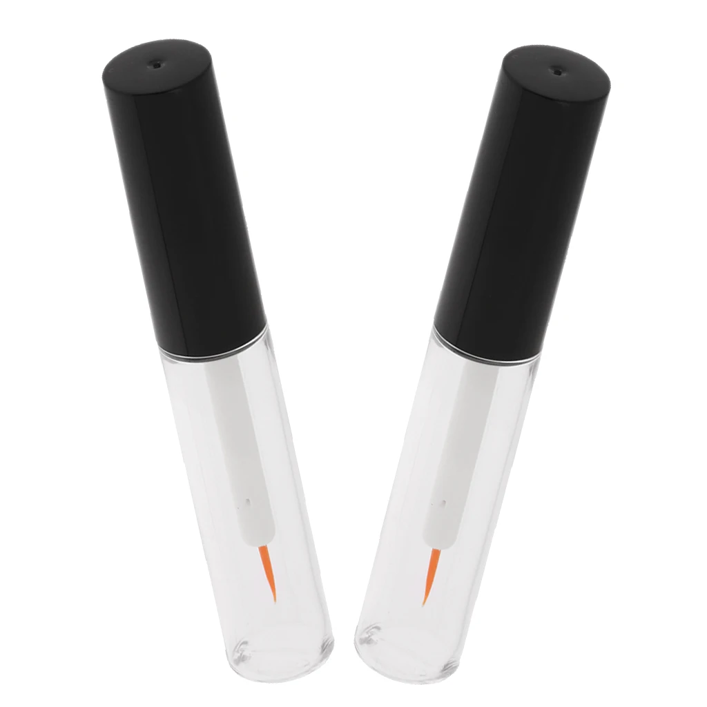 

2Pcs 4ml Black Cap Acrylic Empty Eyelashes Tubes Eyeliner Vials Bottle for Eyelash/Eyebrow Growth Serum Castor Oil